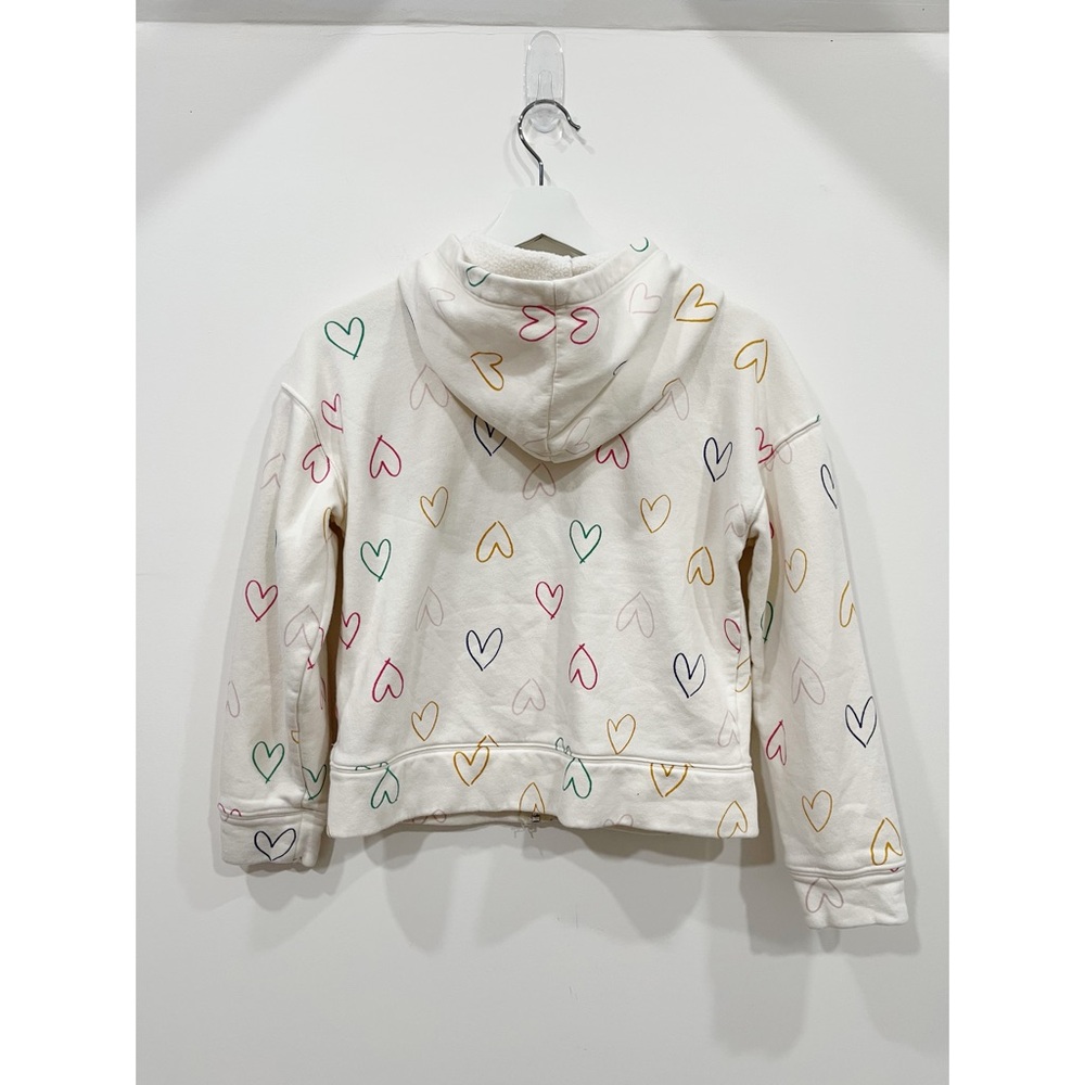 Old Navy Girls Heart Print Fleece Lined Zip Hoodie Jacket XL 14-16 White - Picture 8 of 9